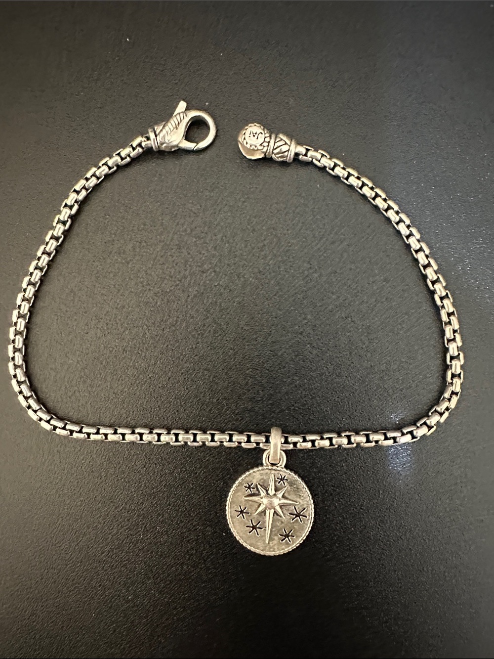 Jai Sterling Silver Starburst Pendant Chain Bracelet